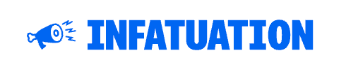 Blue text 'INFATUATION' with a megaphone icon on a white background