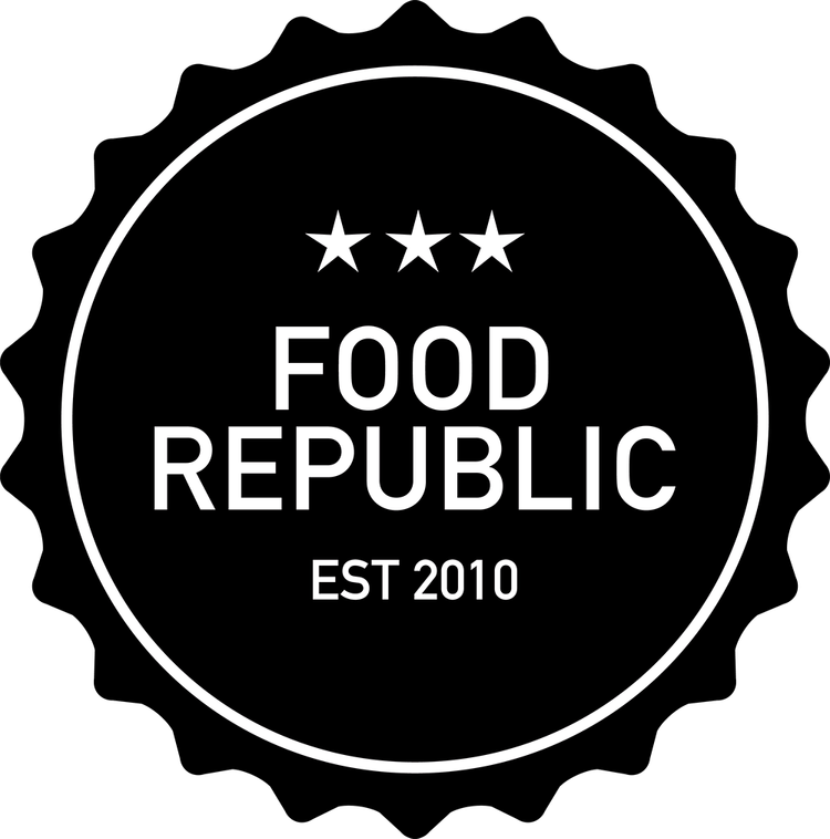 Black and white logo of Food Republic with three stars and 'EST 2010' text.