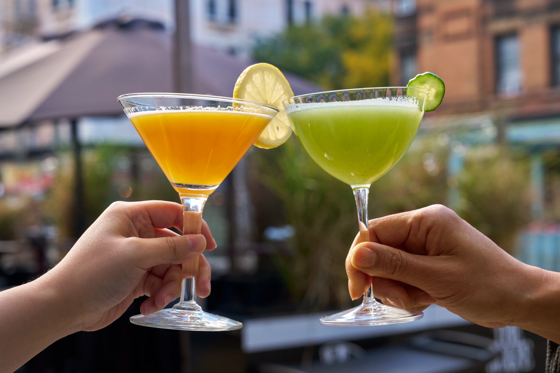Green and orange cocktails