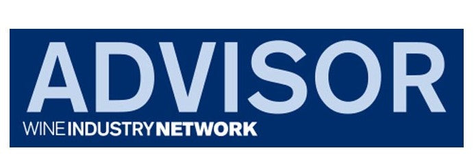 Logo of Advisor Wine Industry Network with blue background and white text