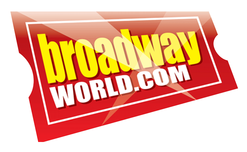 Red ticket-shaped logo with 'broadwayworld.com' text on a white background