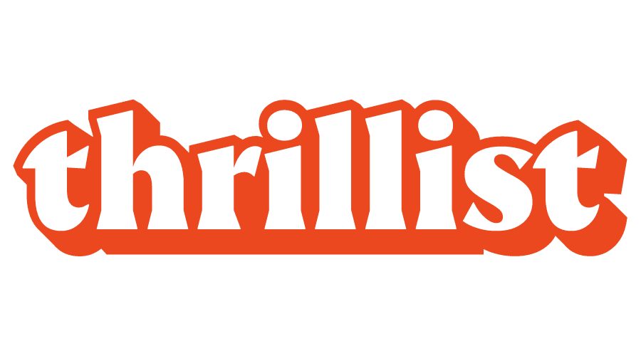 Logo of 'thrillist' with orange and white text on a white background