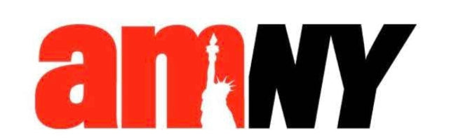 Logo of amNY with a stylized depiction of the Statue of Liberty.